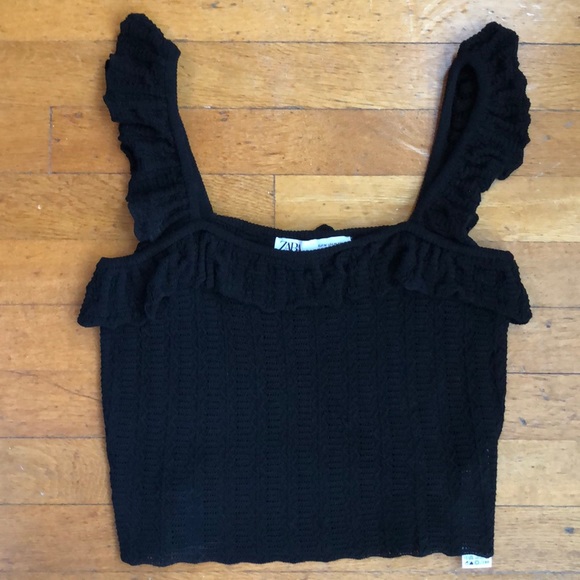 Zara Ruffle Knit Crop Top - Picture 1 of 3